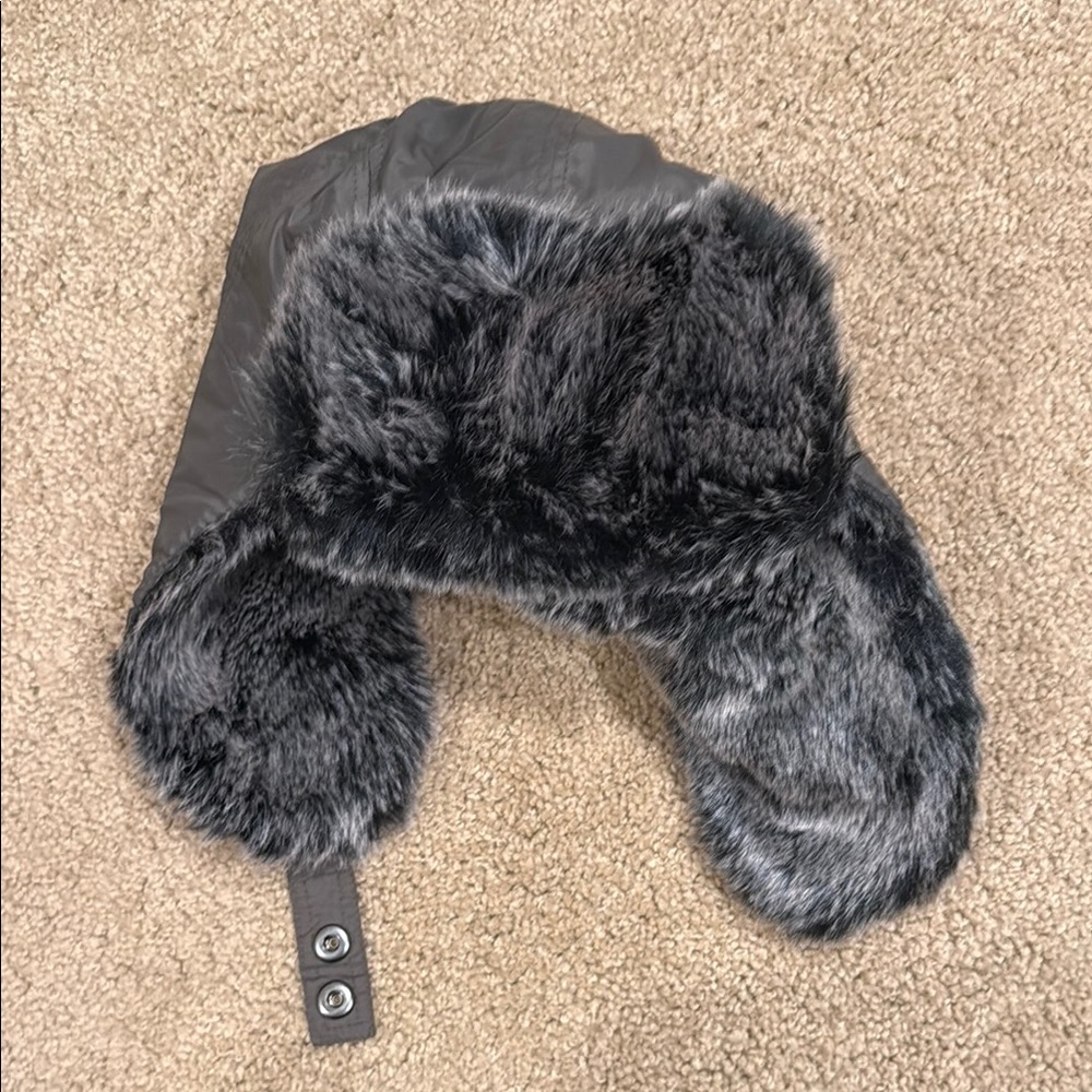 Gray Faux Fur Trapper Hat